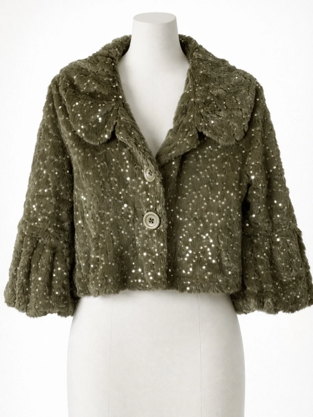 Ariella Glam Sequin Luxe Faux Fur Party Statement Chic Luxury Jacket L - Picture 1 of 5